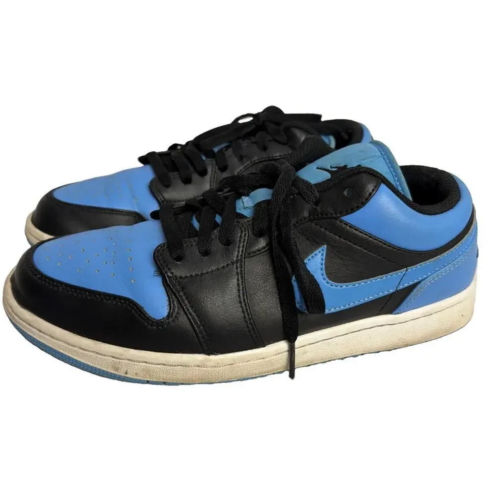 Nike Air Jordan 1 Low Mens 9 Black University Blue Basketball Shoes Sneakers